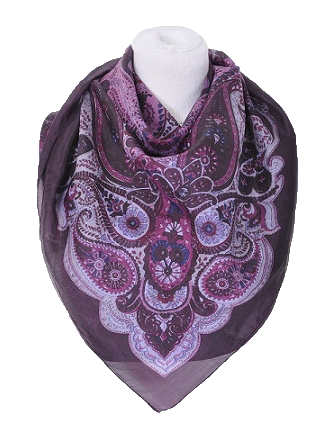 Grand Carré en Soie 105×105 cm – Imprimé rose & violet, coffret alu inclus