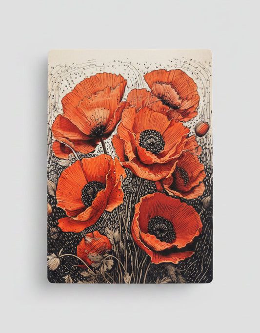 Große Mohnblumenstrauß-Karte – Zum Einrahmen