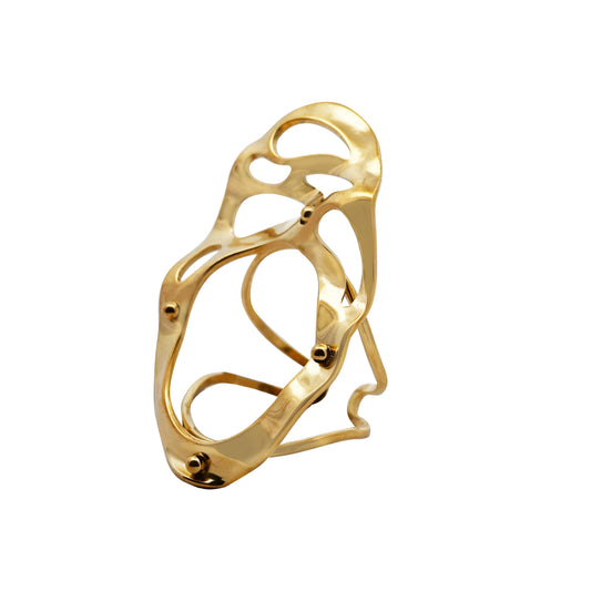 Bague large réglable ajournée – Acier inoxydable doré
