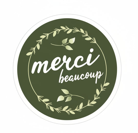 lot d'étiquettes rondes vert kaki merci de 4 cm