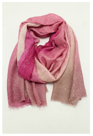 Étole ombrée – Doux polyester, touches dorées – Beige ou Rose