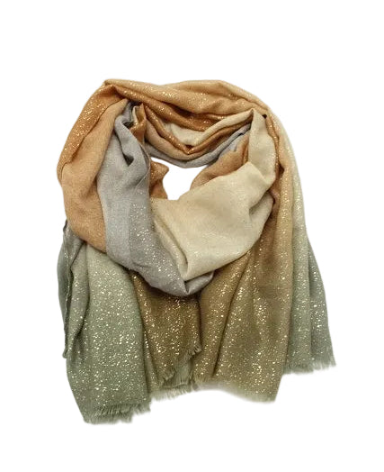 Étole ombrée – Doux polyester, touches dorées – Beige ou Rose
