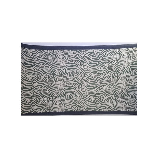Étole en Coton — Motif Zèbre Vert & Bordure Noire