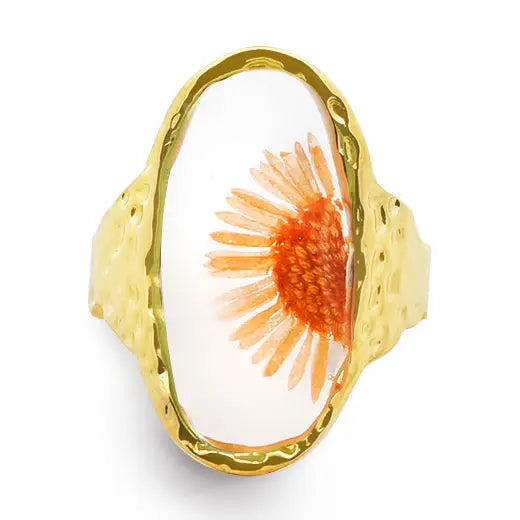 Bague Ouverte Réglable – Marguerite en Résine