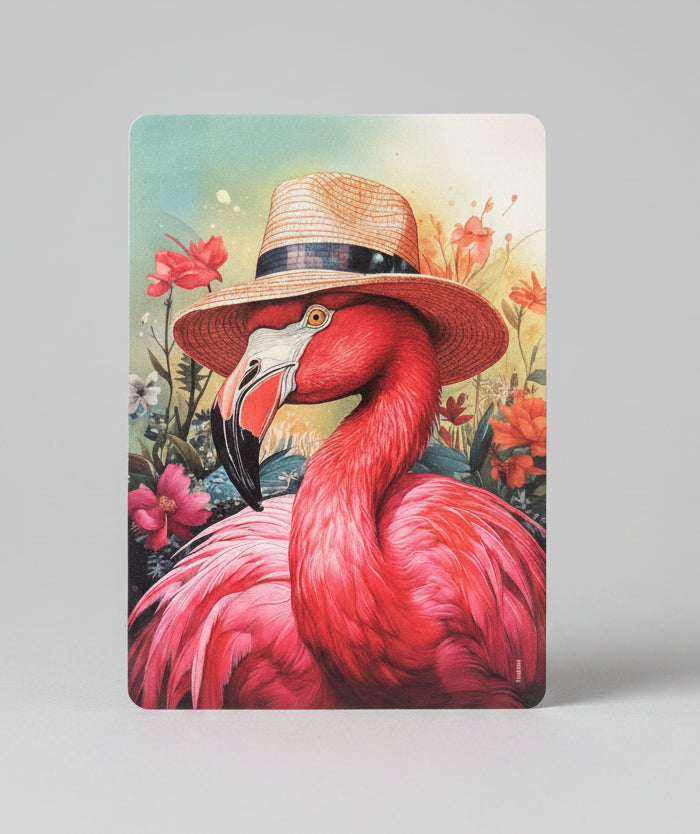 Grande carte Flamand rose au chapeau – À encadrer