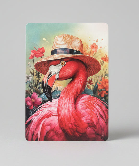 Große Karte Rosa Flamingo mit Hut – Zum Einrahmen