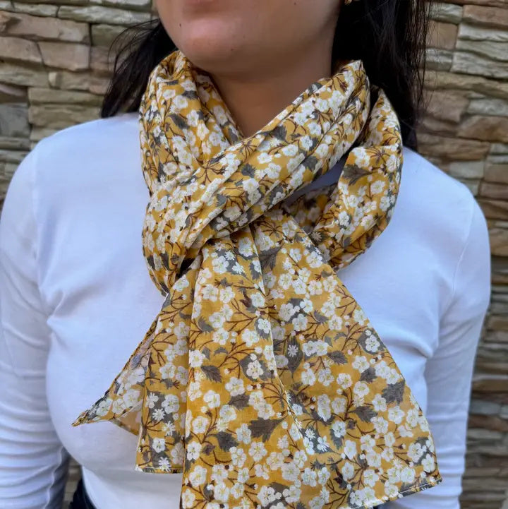 Foulard liberty 100% coton indien tons jaune