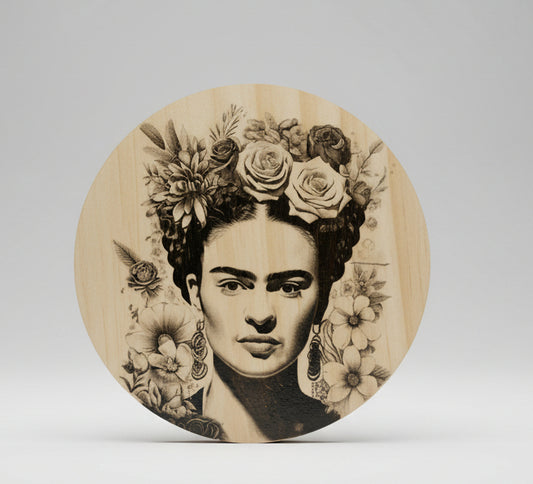 Unter Glas Frida Kahlo – Bambus & Kunstharz handgefertigt