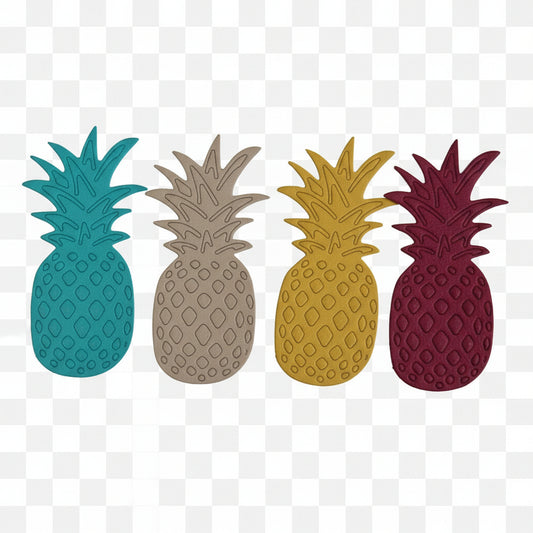 Lot de 4 découpes Ananas en cuir fin – 4 couleurs vives