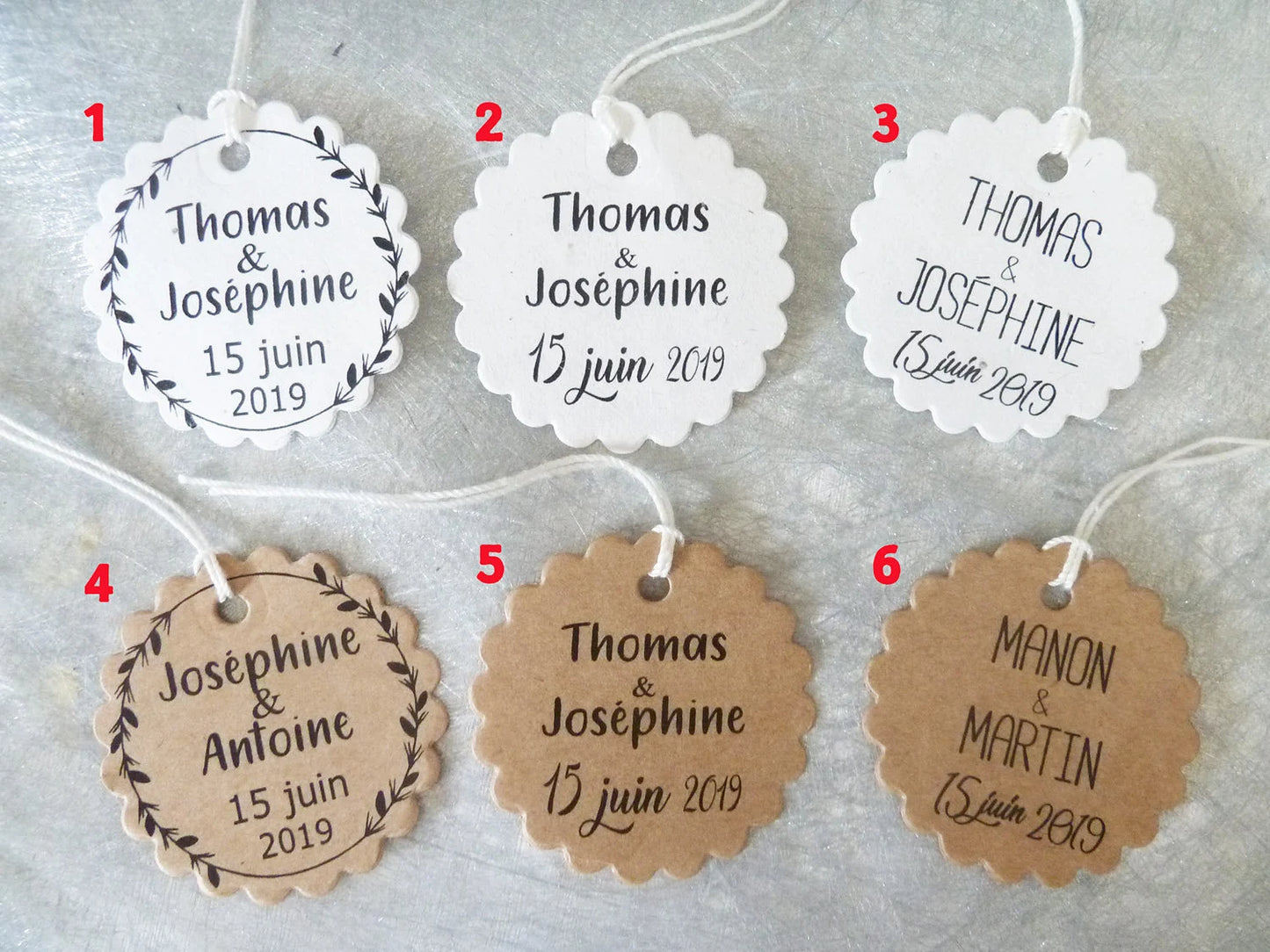 Étiquettes rondes personnalisées en papier kraft – Mariage, Baptême, Réception | Lot au choix