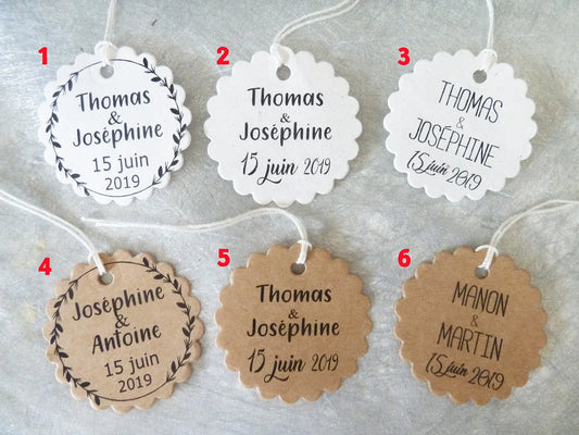Étiquettes rondes personnalisées en papier kraft – Mariage, Baptême, Réception | Lot au choix