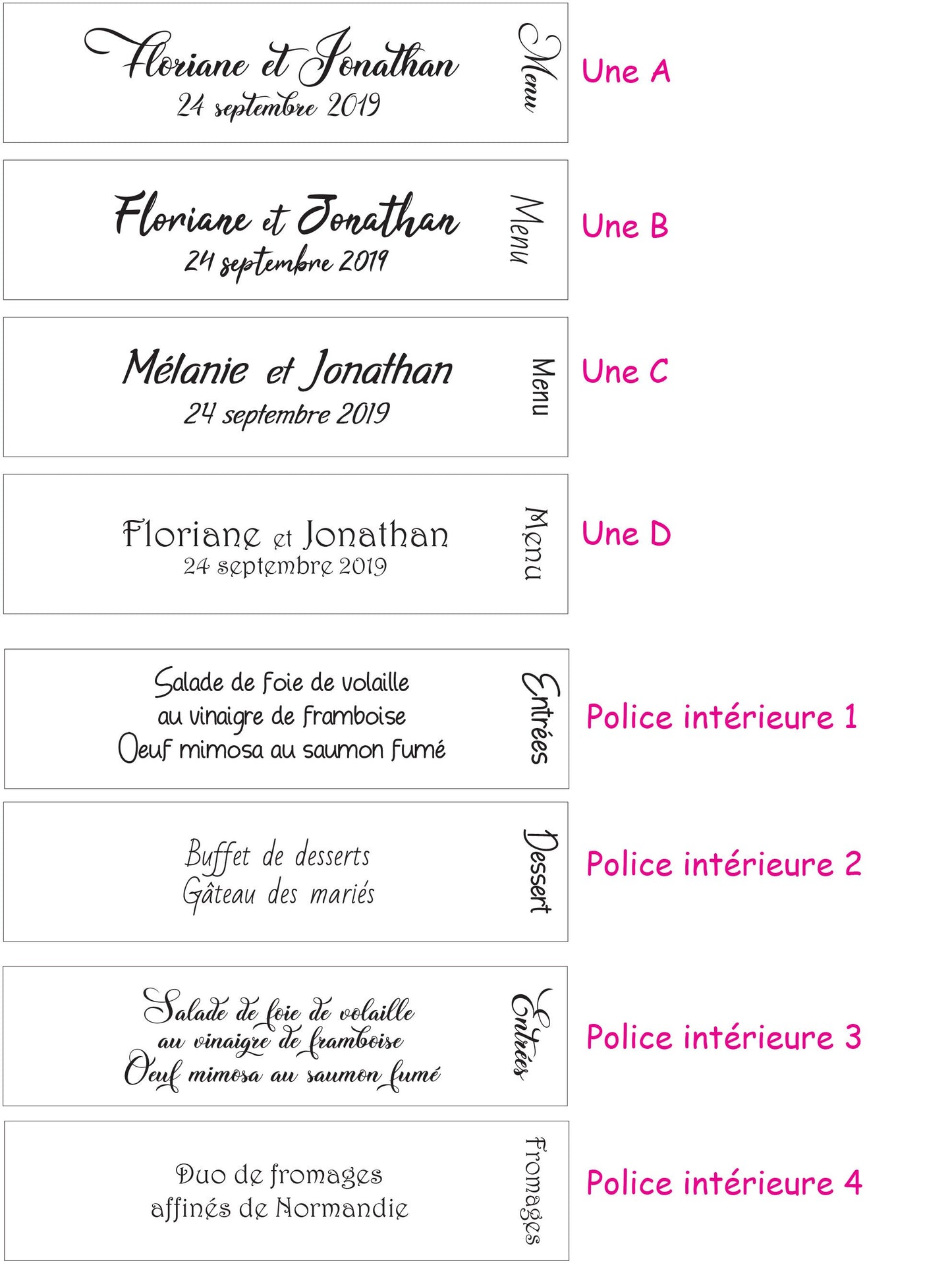 Menus Éventail Rectangles Personnalisés – Papier Écru & Kraft | Mariage