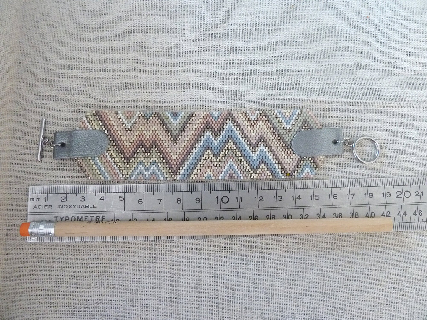 Manchette large tissée perles Miyuki – Tons pastel bohème chic