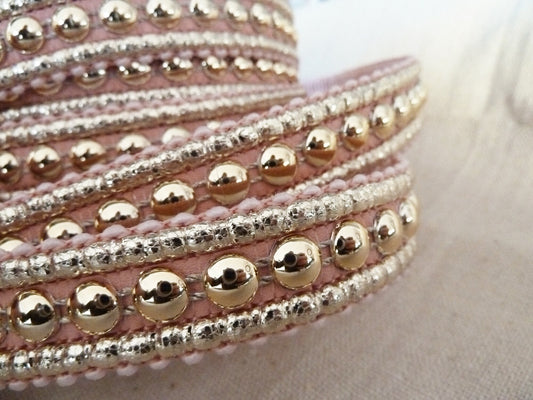 Galon Chic Rose & Doré – Demi-Perles | Customisation & Décoration