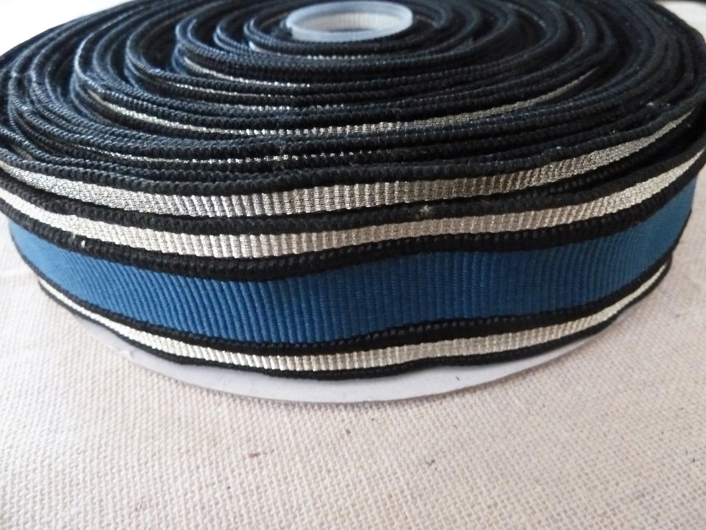 Ruban à Bandes Bleu Canard, Doré & Noir – Chic & Bohème | Customisation