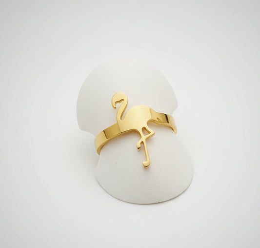 Verstellbarer Flamingo-Ring – vergoldeter Edelstahl