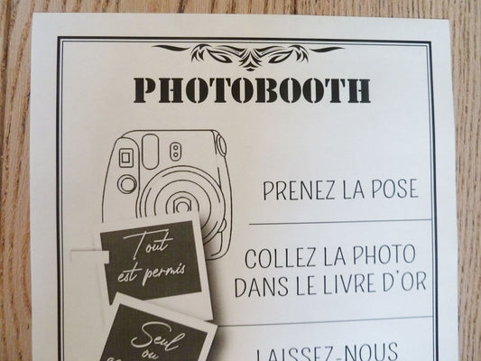 Affiche Photobooth Mariage – Format A3 | Impression Noir & Blanc