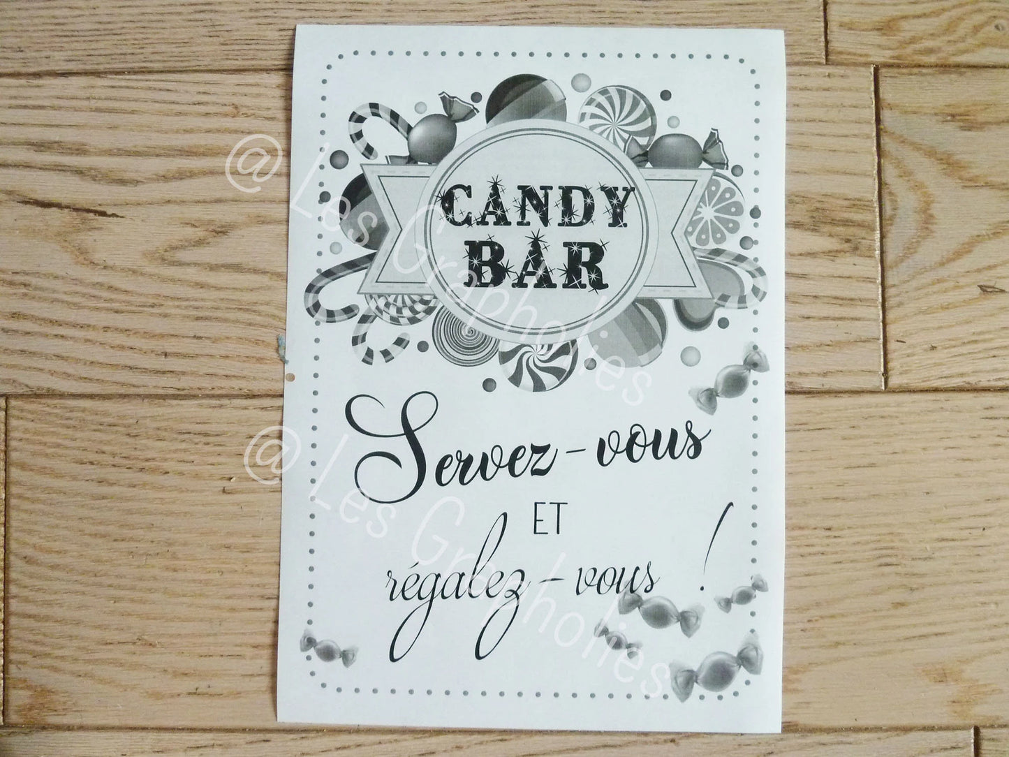 Affiche Candy Bar Mariage – Format A4 | Kraft Brun ou Blanc