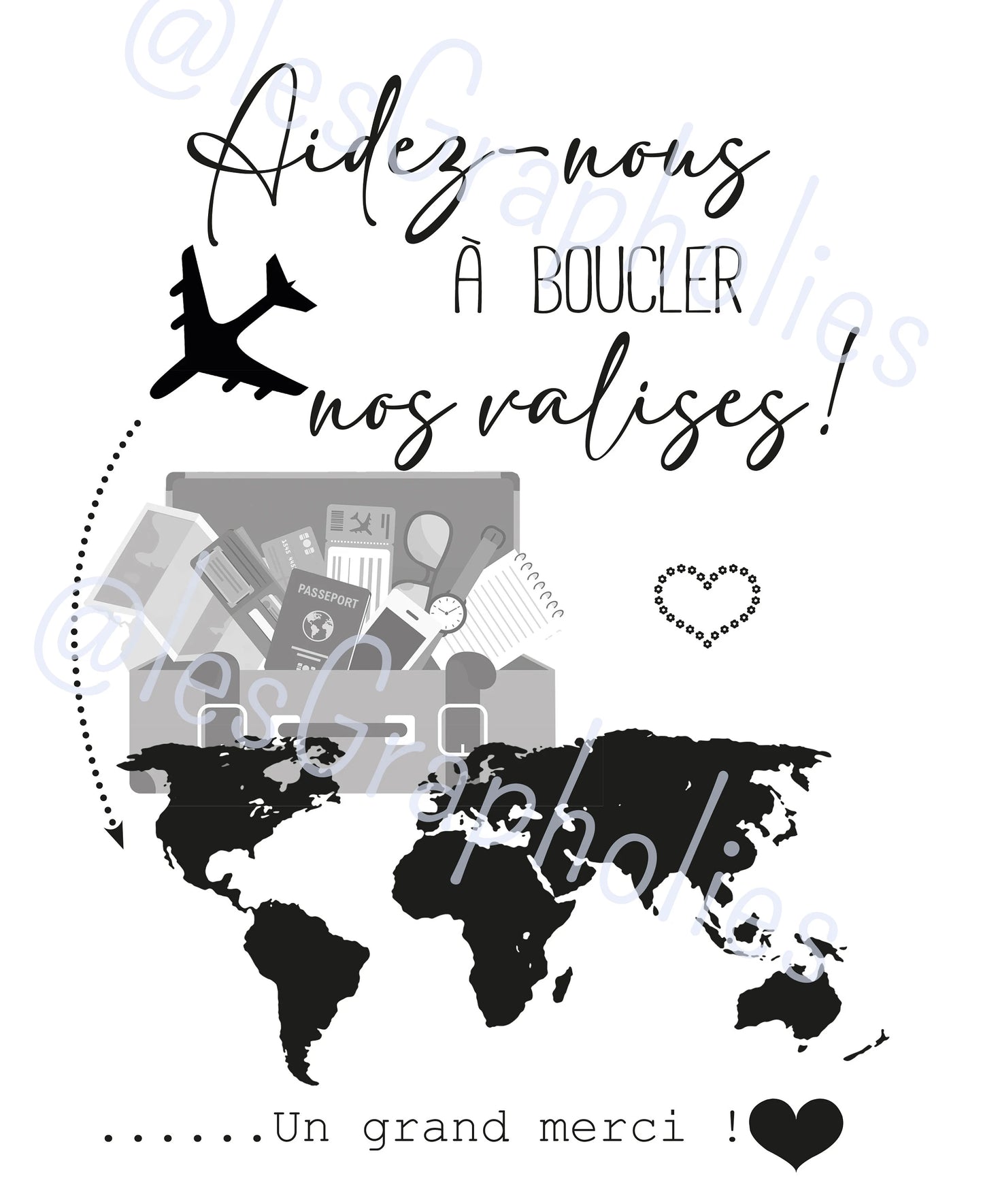 Affiche urne mariage – Voyage de noces | Fichier numérique à télécharger (PDF & JPG)