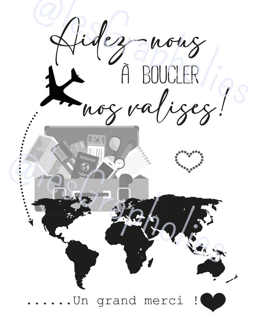 Affiche urne mariage – Voyage de noces | Fichier numérique à télécharger (PDF & JPG)