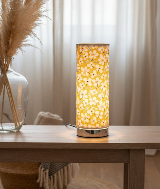 Lampe colonne fleurie upcyclée