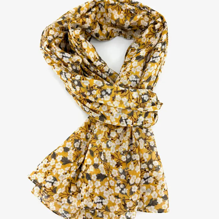 Foulard liberty 100% coton indien tons jaune