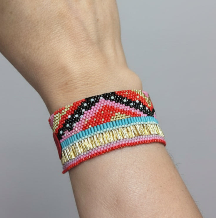 Bracelet Manchette Tissé – Perles Miyuki Multicolores