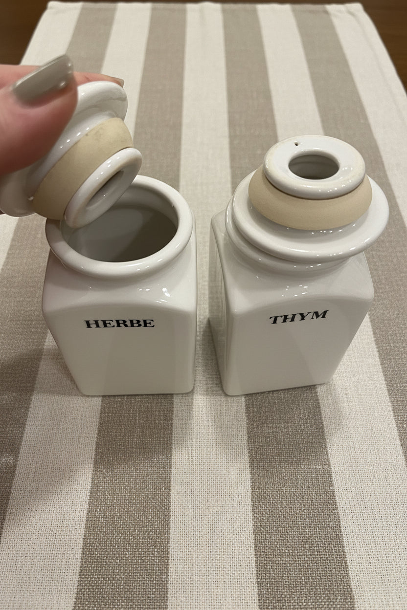Duo de pots en céramique écru – herbes & épices