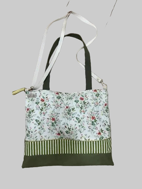 Tote bag fleuri avec bandoulière – Création artisanale