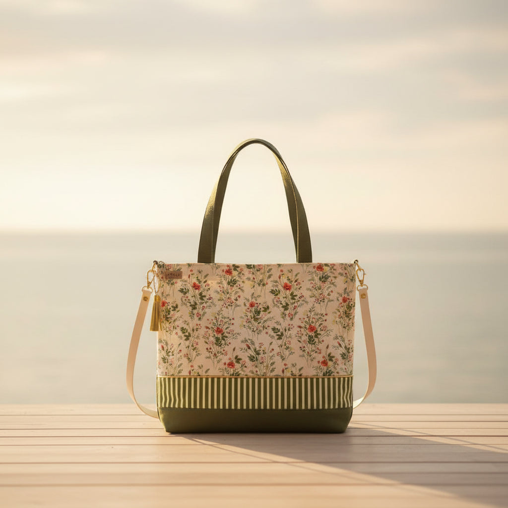 Tote bag fleuri avec bandoulière – Création artisanale